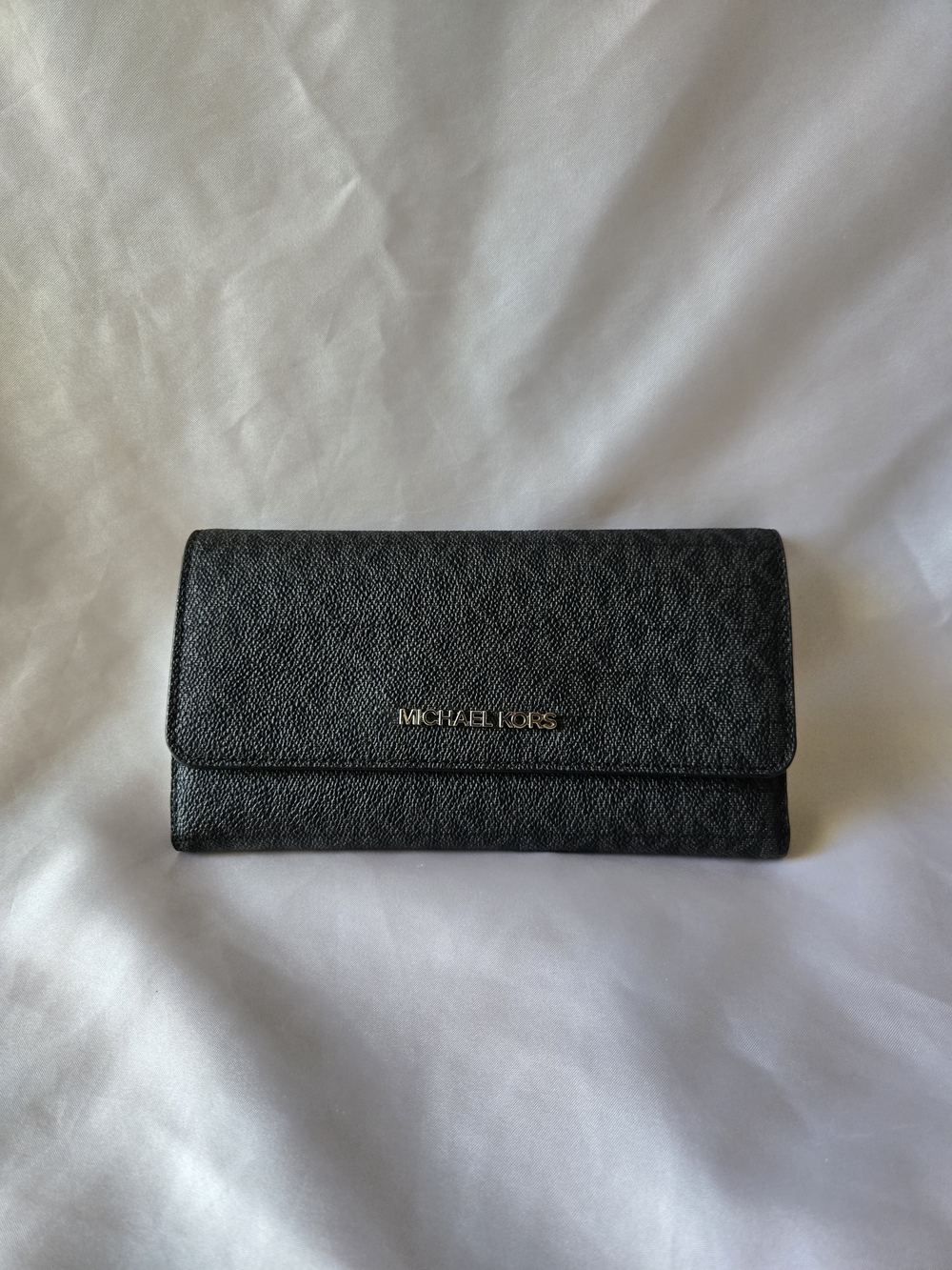 Michael Kors Black Leather Continental Wallet Clutch NWOT